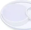 A close-up, angled view of a modern, circular LED ceiling light with multiple rings. Podgląd zdjęcia produktu