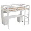 A white loft bed with an integrated desk and drawers, shown against a white background. Anteprima dell’immagine prodotto