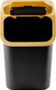 A black trash can with a yellow lid. Produktbild-Vorschau