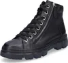 A black leather high-top boot with laces and a side zipper, shown from a side-front angle on a white background. Voir les images du produit