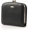 A black leather wallet with a clasp closure. Anteprima dell’immagine prodotto