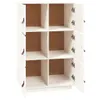 A white wooden cabinet with six open cubbies and doors on the right side. Voir les images du produit