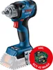 A Bosch cordless impact wrench is shown with a circular inset displaying a circuit board module. Voir les images du produit