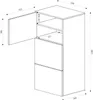 A technical drawing or blueprint of a white cabinet with dimensions indicated. Produktbild-Vorschau