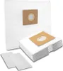 A stack of white vacuum cleaner bags with brown cardboard inserts, and two loose bags in the foreground. Produktbild-Vorschau