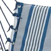 Close-up of a striped hammock or swing with visible ropes and grommets. Produktbild-Vorschau