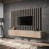 Wohnwand 180cm, Kastanienholzoptik mit schwarz, VENOSA-164 Produktbild-Vorschau 1