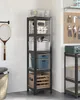 A storage shelf unit filled with various items, including baskets, balls, and a wooden crate, in what appears to be a garage or storage area. Produktbild-Vorschau
