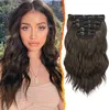 Clip in Extensions 35cm Wellige Braun Haarverlängerung 5PCs Produktbild-Vorschau 1