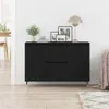 Möbel Sideboard Schwarz Eichen-Optik 101,5 x 35 x 70 cm Produktbild-Vorschau 4