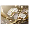 Obraz na płótnie Złota Orchidea Kwiat 3D 120x80 Feeby Złoty Podgląd zdjęcia produktu 3
