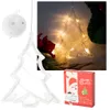 A collage of a Christmas tree-shaped LED light decoration, its packaging, and a close-up of the lights. Produktbild-Vorschau