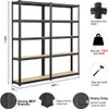 A multi-shelf storage unit with diagrams and text highlighting its features and specifications. Produktbild-Vorschau