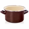 A brown enamel pot with two handles is shown against a white background. Produktbild-Vorschau