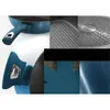 A collage of close-up images showing different parts and textures of a blue grill pan. Produktbild-Vorschau