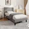 UnboxG Polsterbett 90x200 cm Grau aus Leinenstoff, Produktbild-Vorschau 1