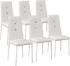 A set of six white dining chairs arranged in a studio setting against a white background. Voir les images du produit