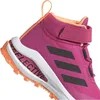 Close-up of a pink Adidas shoe with orange accents and black stripes. Podgląd zdjęcia produktu