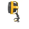 A close-up, side view of a yellow and gray industrial fan with a clamp mount. Produktbild-Vorschau