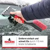 A hand is using an ice scraper and snow brush to clear ice and snow from a car windshield. Anteprima dell’immagine prodotto