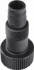 A black plastic hose adapter with threaded connections and a ribbed grip on a white background. Náhled obrázku produktu
