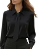 ASKSA Damen Bluse Krawatte Langarm Elegante Oberteile Buero Produktbild-Vorschau 1