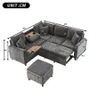 Gerades 4-Sitzer Corduroy Sofa mit Stauraum  unter den Produktbild-Vorschau 2