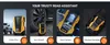 Collage of four images showcasing a portable air compressor and its features. Podgląd zdjęcia produktu