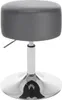 A studio shot of a gray, adjustable height stool with a chrome base. Produktbild-Vorschau
