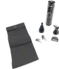 A Philips nose trimmer set with accessories and a storage pouch, laid out on a white background. Podgląd zdjęcia produktu