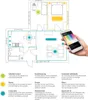 A floor plan of an apartment with a smartphone showing a lighting control app. Náhľad obrázku produktu