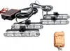 A set of four orange LED strobe lights with a remote control and a control box, arranged on a white background. Náhľad obrázku produktu