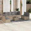 vidaXL 9-tlg. Garten-Sofagarnitur mit Kissen Beige Poly Produktbild-Vorschau 2