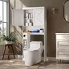 A white bathroom cabinet is shown over a toilet in a bathroom. Náhled obrázku produktu