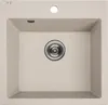 A top-down view of a beige granite kitchen sink. Podgląd zdjęcia produktu