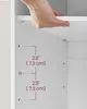 A hand is shown adjusting a shelf inside a white cabinet. Produktbild-Vorschau