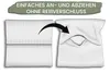 An illustration showing how to put on or take off a pillowcase without a zipper. Produktbild-Vorschau