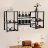 A wall-mounted wine rack with bottles and glasses displayed. Podgląd zdjęcia produktu