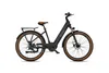 A black electric bicycle with brown accents is shown against a white background. Produktbild-Vorschau