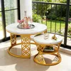 STILVORA Couchtisch Set 2-teilig, rund, Weiß Marmoroptik, Produktbild-Vorschau 2