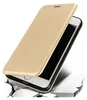 A gold flip case for a smartphone is shown at an angle, with the front cover partially open. Produktbild-Vorschau