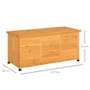 A wooden storage box with dimensions indicated by measurement lines and text. Produktbild-Vorschau