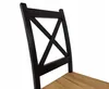 Close-up of the back of a black wooden chair with a cross-back design and a wooden seat. Náhled obrázku produktu