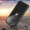 A black iPhone case is shown falling and impacting the ground, with debris flying. The background is a sky with clouds and a sunset. Produktbild-Vorschau