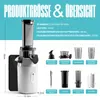 A product image showing a white juicer with various accessories and technical specifications. Produktbild-Vorschau