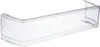A clear plastic refrigerator door shelf. Voir les images du produit