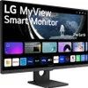 A smart monitor displaying a variety of apps and content, including a view of Earth from space. Produktbild-Vorschau