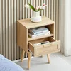 Rattan-Beistelltisch mit Schublade und Massivholzbeinen, Produktbild-Vorschau 1