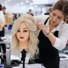 Kadeřnická cvičná hlava Jessica s lidskými vlasy 40 cm + Náhled obrázku produktu 2