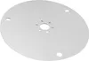 A white circular plate with holes in the center and around the edge, shown from a slightly elevated angle against a white background. Produktbild-Vorschau